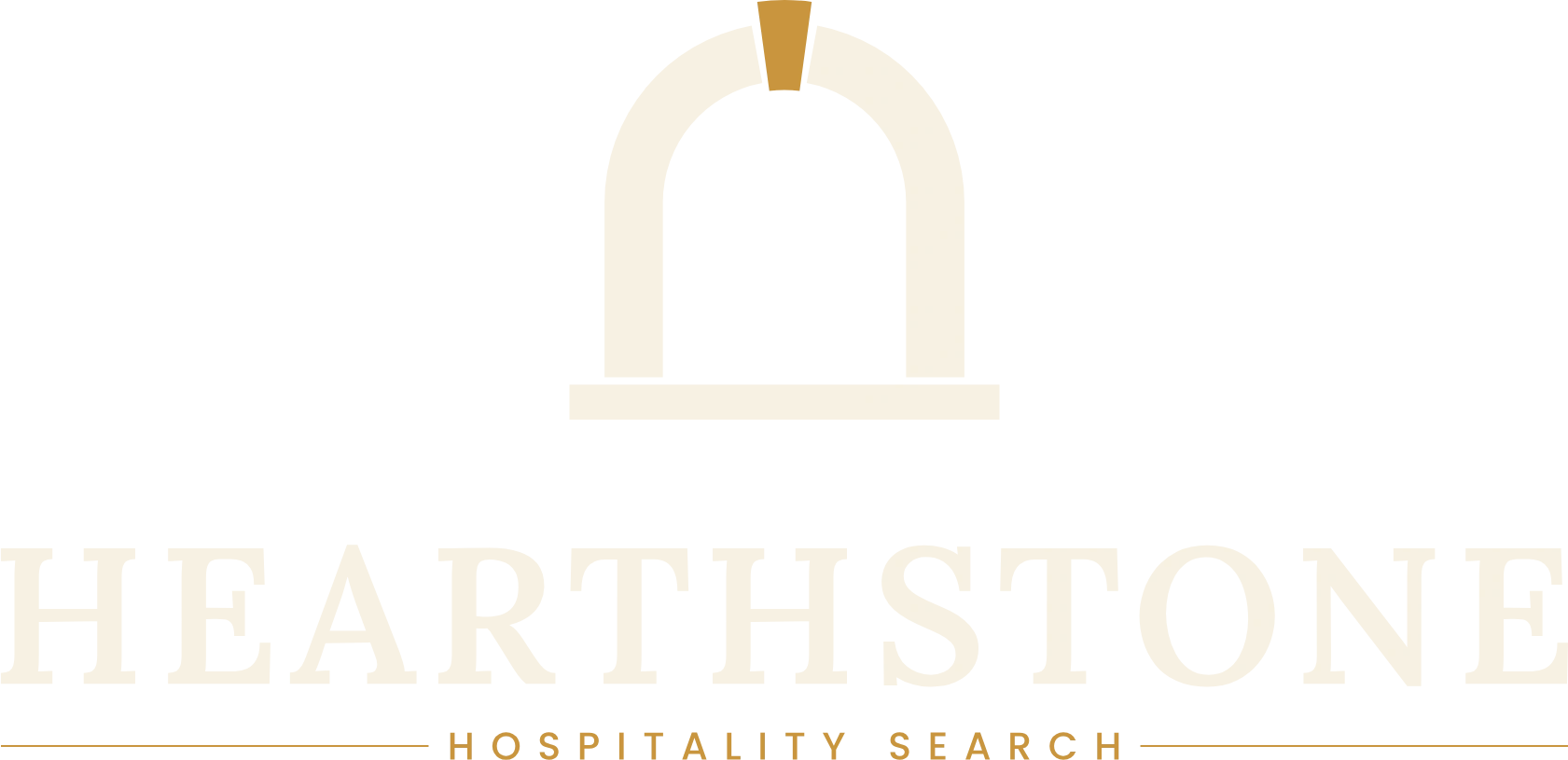 Hearthstone Hospitality Search stacked hearth-arch logo